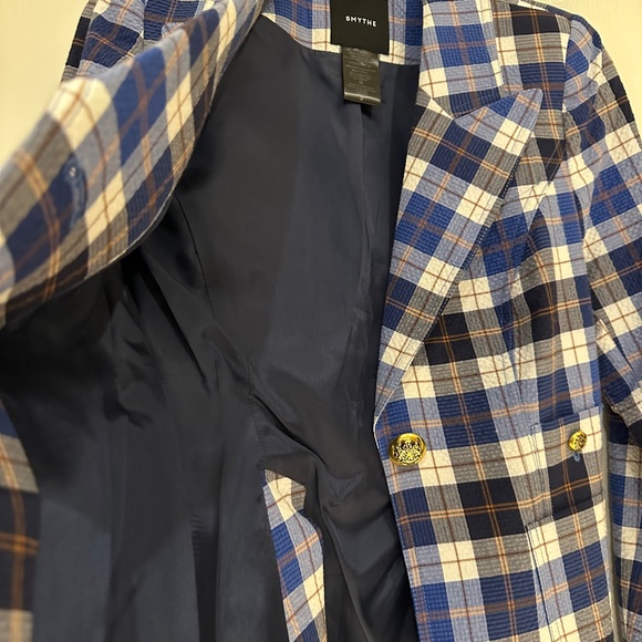 Smythe Patch Pocket Duchess Blazer Blue Plaid - Picture 11 of 15